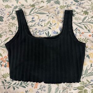 Aerie Black Ribbed Cropped Tank Top – Size M